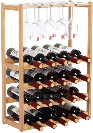 5-Tier Wine Rack With Glass Holder
