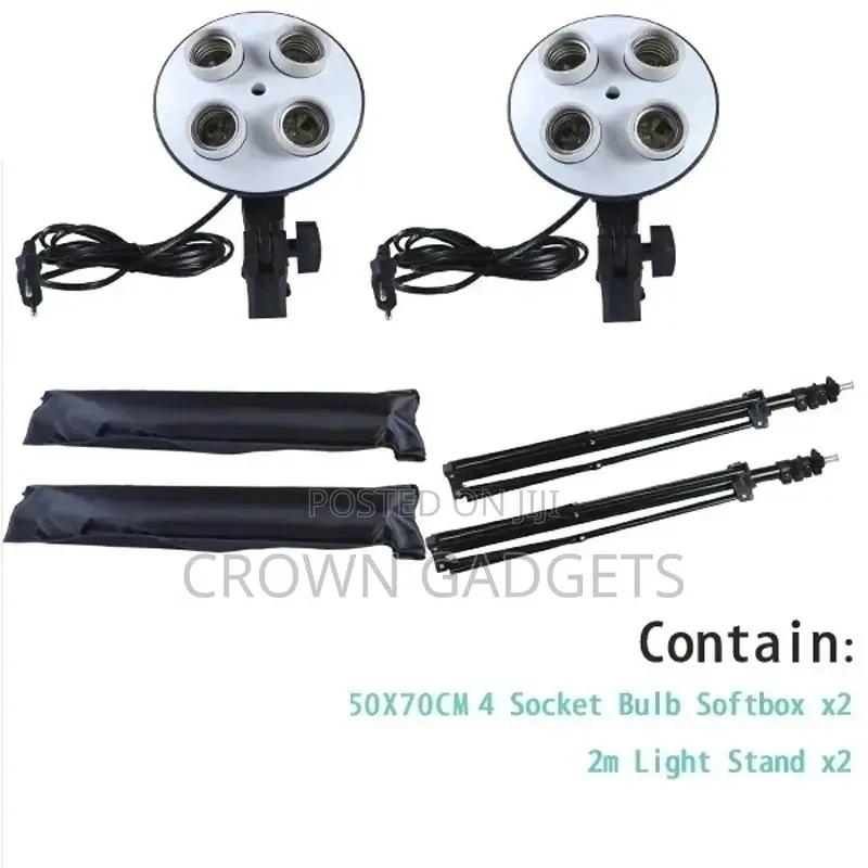 Photo Video Softbox Studio Lighting Kit 4-Socket Bulbing