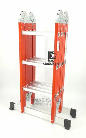 Extra Heavy Duty 4m 12.5 Ft Aluminium Folding Ladder, Red