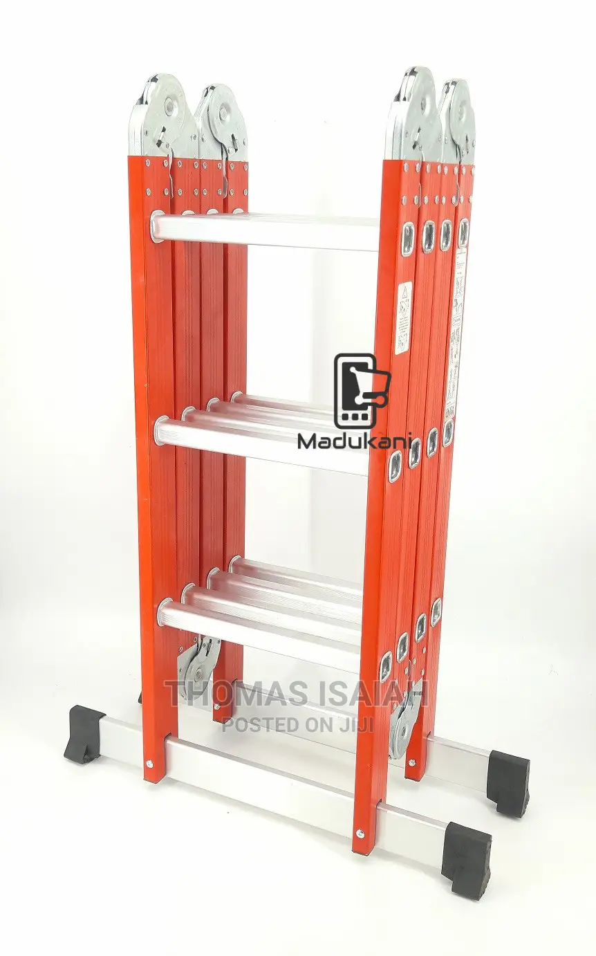 Extra Heavy Duty 4m 12.5 Ft Aluminium Folding Ladder, Red