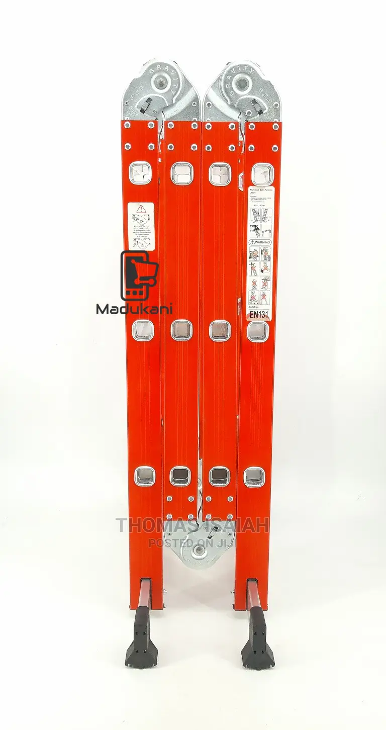 Extra Heavy Duty 4m 12.5 Ft Aluminium Folding Ladder, Red