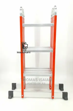 Extra Heavy Duty 4m 12.5 Ft Aluminium Folding Ladder, Red