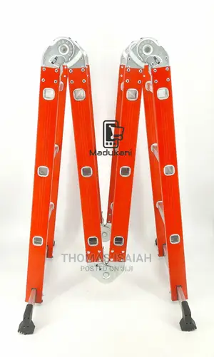 Extra Heavy Duty 4m 12.5 Ft Aluminium Folding Ladder, Red