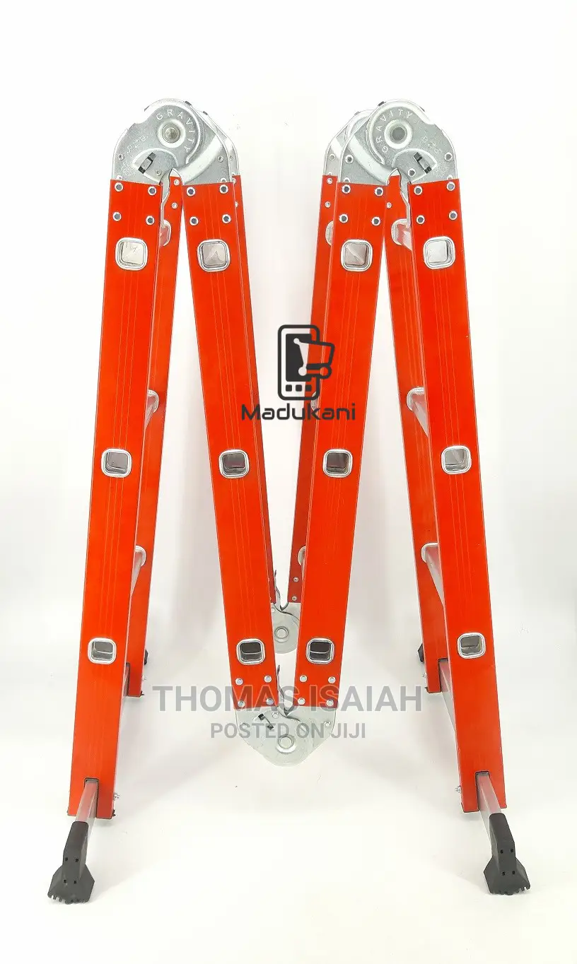 Extra Heavy Duty 4m 12.5 Ft Aluminium Folding Ladder, Red