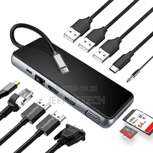 USB C Hub, 12-In-1 Type C Hub With Ethernet+4K 2* HD-MI+VGA+