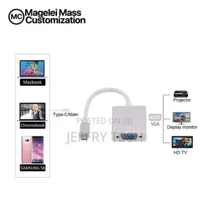 USB3.1 Type C to VGA Adapter Converterhd Connection 4.0MM 24
