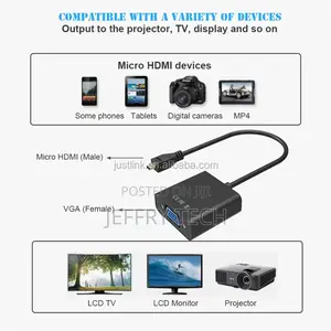 Justlink High Quality Micro HDMI to VGA Converter Adapter Ca