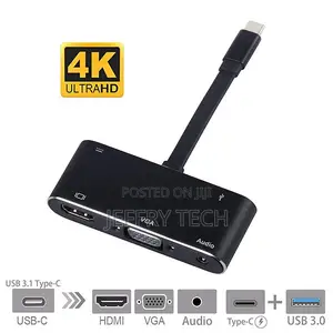 Type C to 4K HDMI VGA Audio Usb-C Pd Usb3.0 Hub Data Transf