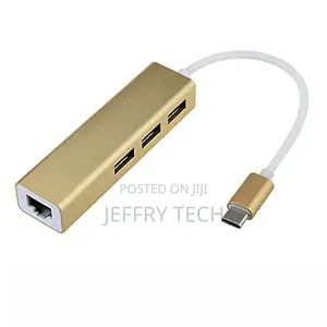 USB C Gigabit Ethernet Adaptor and 3ports USB 3.0 HUB Alumin