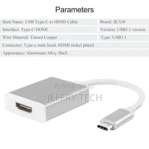 Type C( Thunderbolt3 Compatible) to HDMI Adapter USB 3.1 Alu