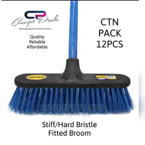 12pcs - Hard Bristle Broom With Handle.