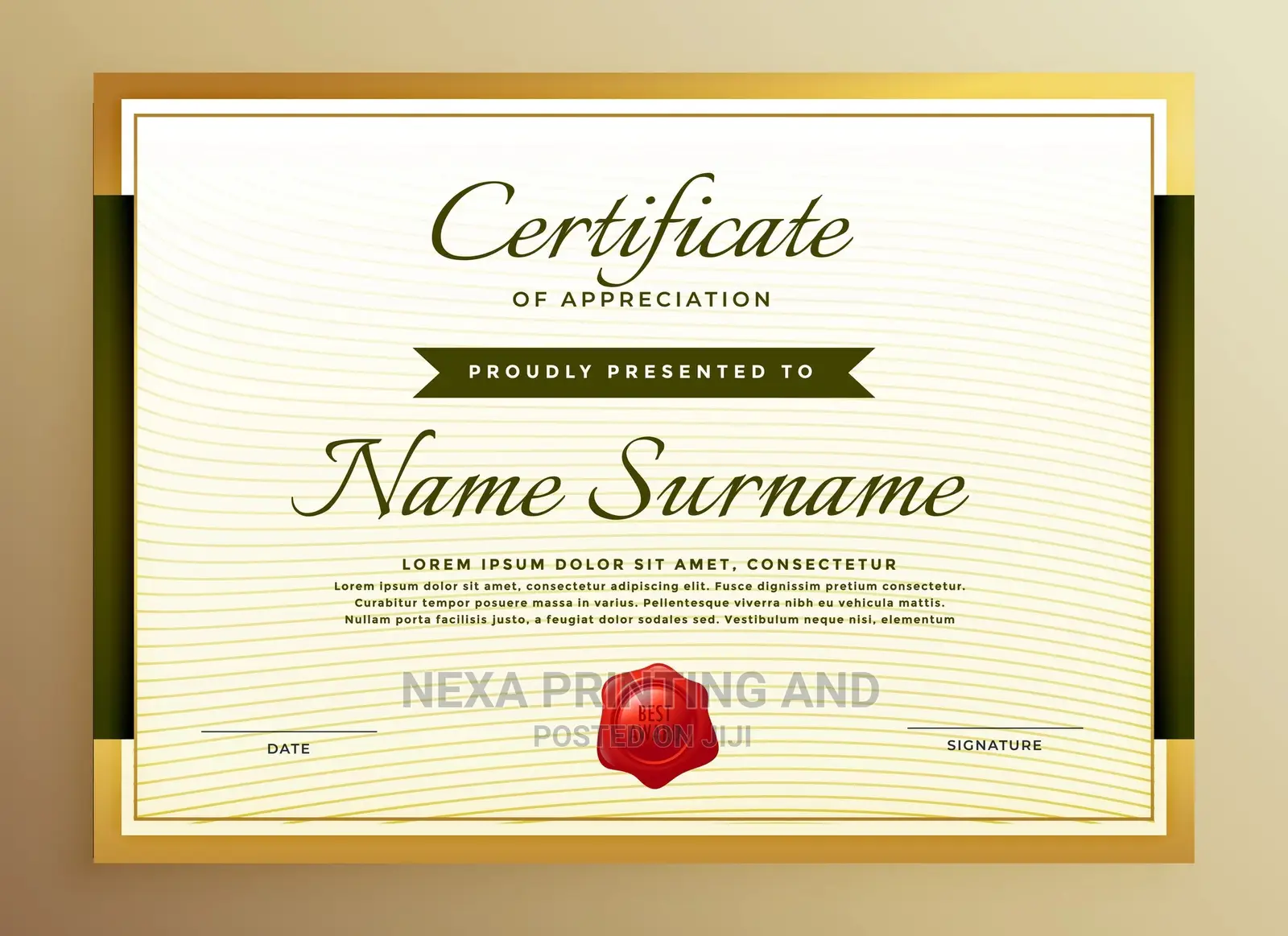 Certificate of Appreciation