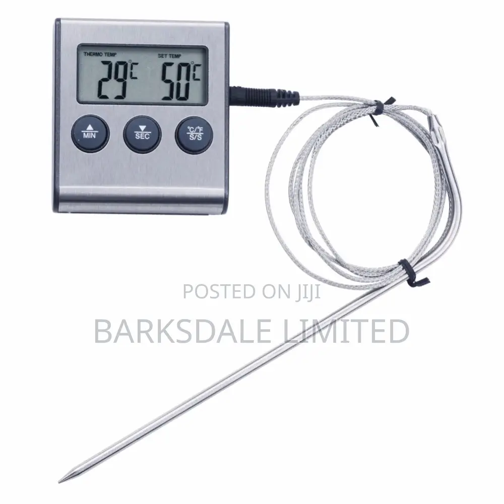 Probe Meat BBQ Thermometer Timer Instant Smoke Kitchen Alarm