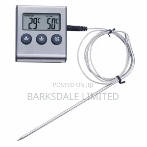 Probe Meat BBQ Thermometer Timer Instant Smoke Kitchen Alarm