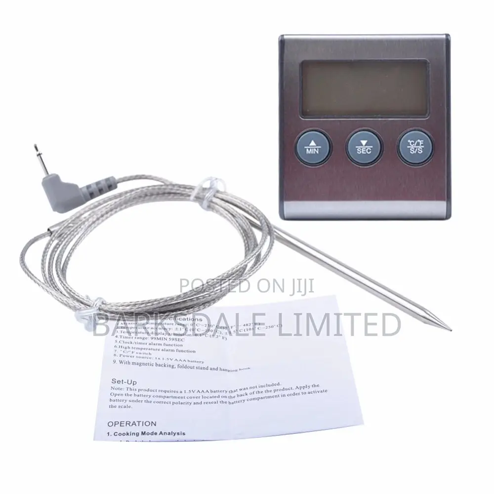 Probe Meat BBQ Thermometer Timer Instant Smoke Kitchen Alarm