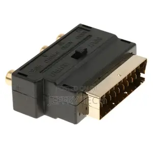 Mini Scart Plug To 3x RCA Phone AV TV DVD Converter Adapter