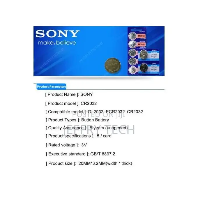 Sony Cr2032 Cell 3V Lithium Battery 5pcs Cr 2032 Cmos