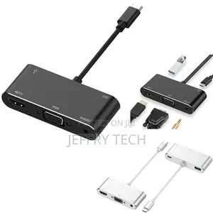 5 in 1 USB-C to VGA/USB3.0 HUB Adapter Converter Hdmi-Compat