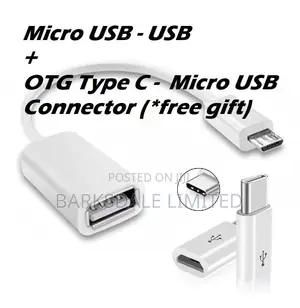 Micro USB Type B Adapter OTG Cable +GIFT Connector Black