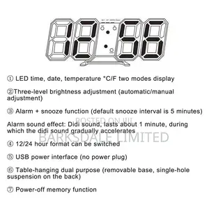 Digital Led Skeleton Wall Clock 3d Gift Light Perfect Gift