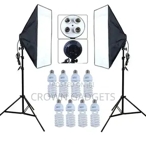4-Socket E27 Softbox Lamp Holder Light Stands
