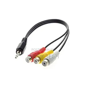Male 3.5mm Stereo AUX to Female 3 RCA AV Audio.