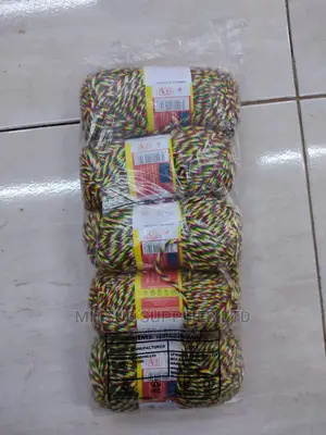 5 White, Yellow, Green Red Rainbow Yarns