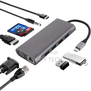 11 in 1 Multiport Type C to Hdtv + VGA + LAN Port + 4*USB 3