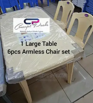 Sale! Large Table + 6pcs Plastic Chairs Set