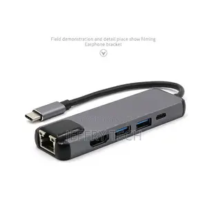 USBC to Hdm-Compatible USB 3.0 Type C Port Hub Gigabit Ether