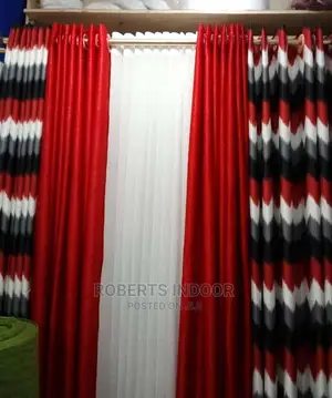 Print Red and Black Curtain