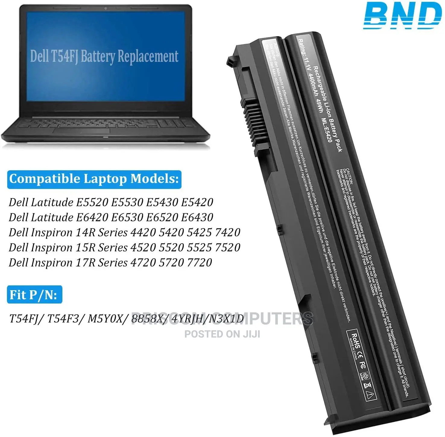 Dell E5420 E5430 E5520 E5530 E6530 4420 5420 Battery