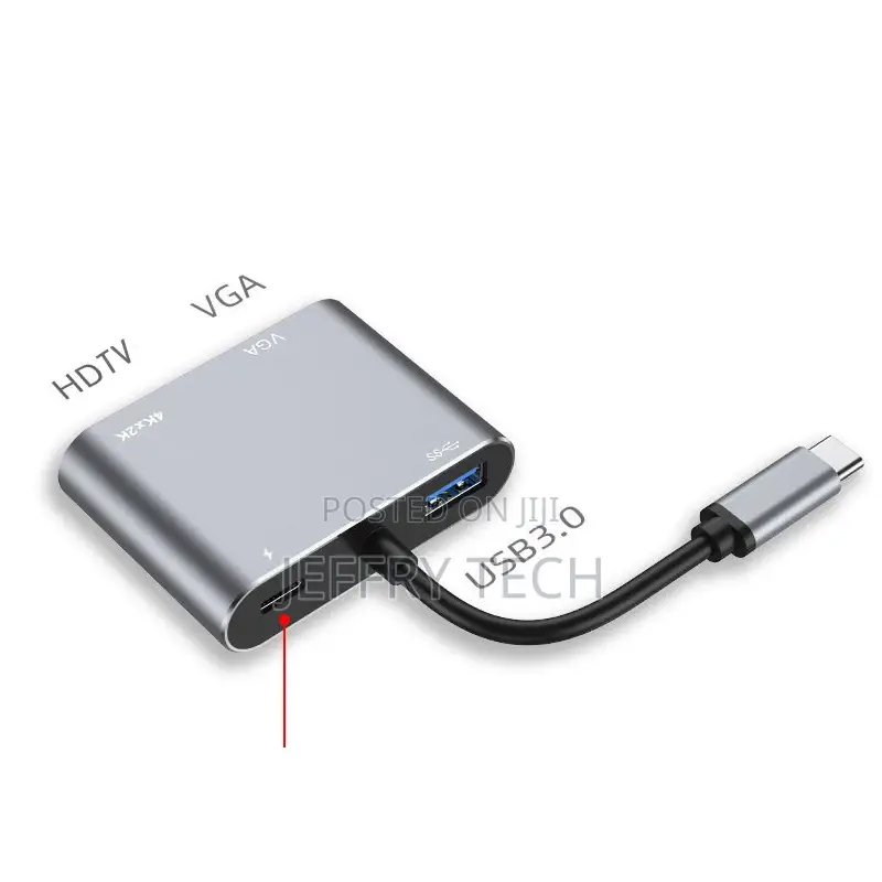 Multi-Port Cable 4K Type C 4 in 1 USB C VGA Hub Screen Displ