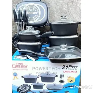 21pc Black Dessin Cookware Set