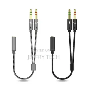 2-In-1 3.5mm Jack 1 Female to 2 Male Adapter Cable Stereo He