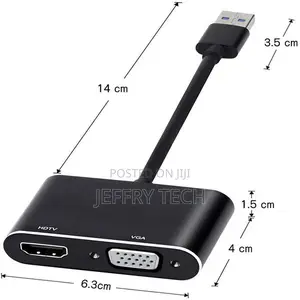 Converter Conversion Charging Apapter USB 3.0 to 2-In-1 VGA