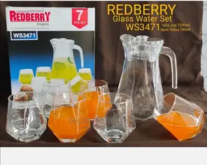 Diamond Glass Jar and Six Glasses
