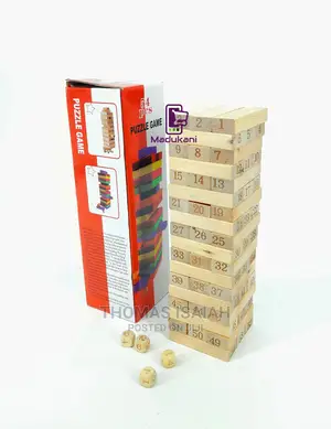54PCS Jenga Puzzle Game With Real Wood Pieces