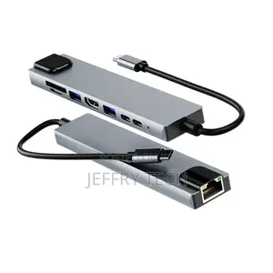 8 in One USB C PD Charging Type C USB Hub 3.0 RJ45 Port Dock