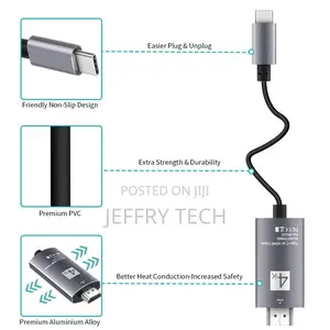 USB C to HDMI Cable 2 Meters, USB 3.1 Type C Thunderbolt 3 P