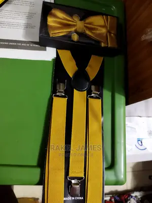 Gold Suspender and a Gold Bowtie