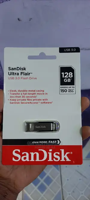 128gb Metallic Usb 3•0 Sandisk Flash Drive.