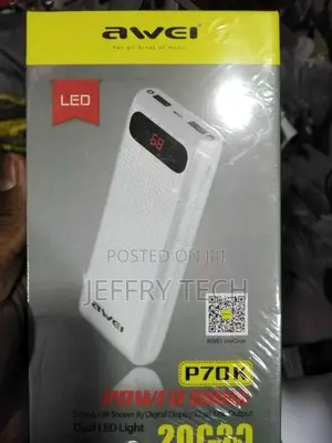 Awei P70K 20000mah Dual USB Power Bank Charger With Led Light