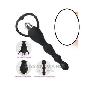 Pink Silicone Anal Beads Butt Plug Vibrator