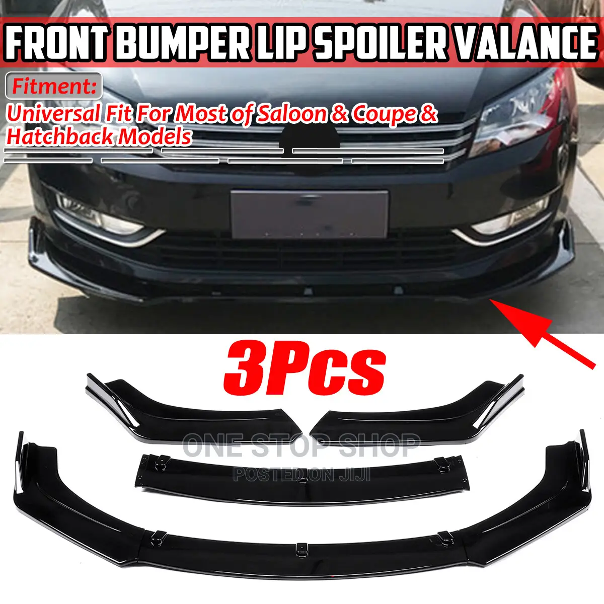 Black Universal Front Bumper Lip