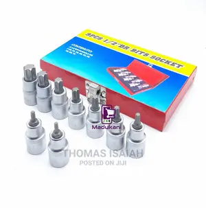 9pcs Half Inch 1/2" Torx Bit Set in Metallic Case
