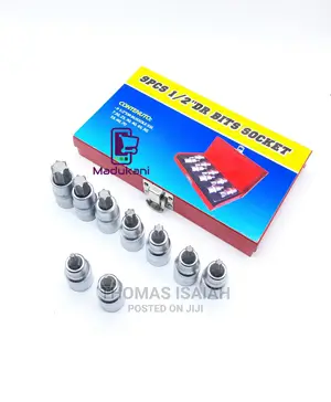 9pcs Half Inch 1/2" Torx Bit Set in Metallic Case