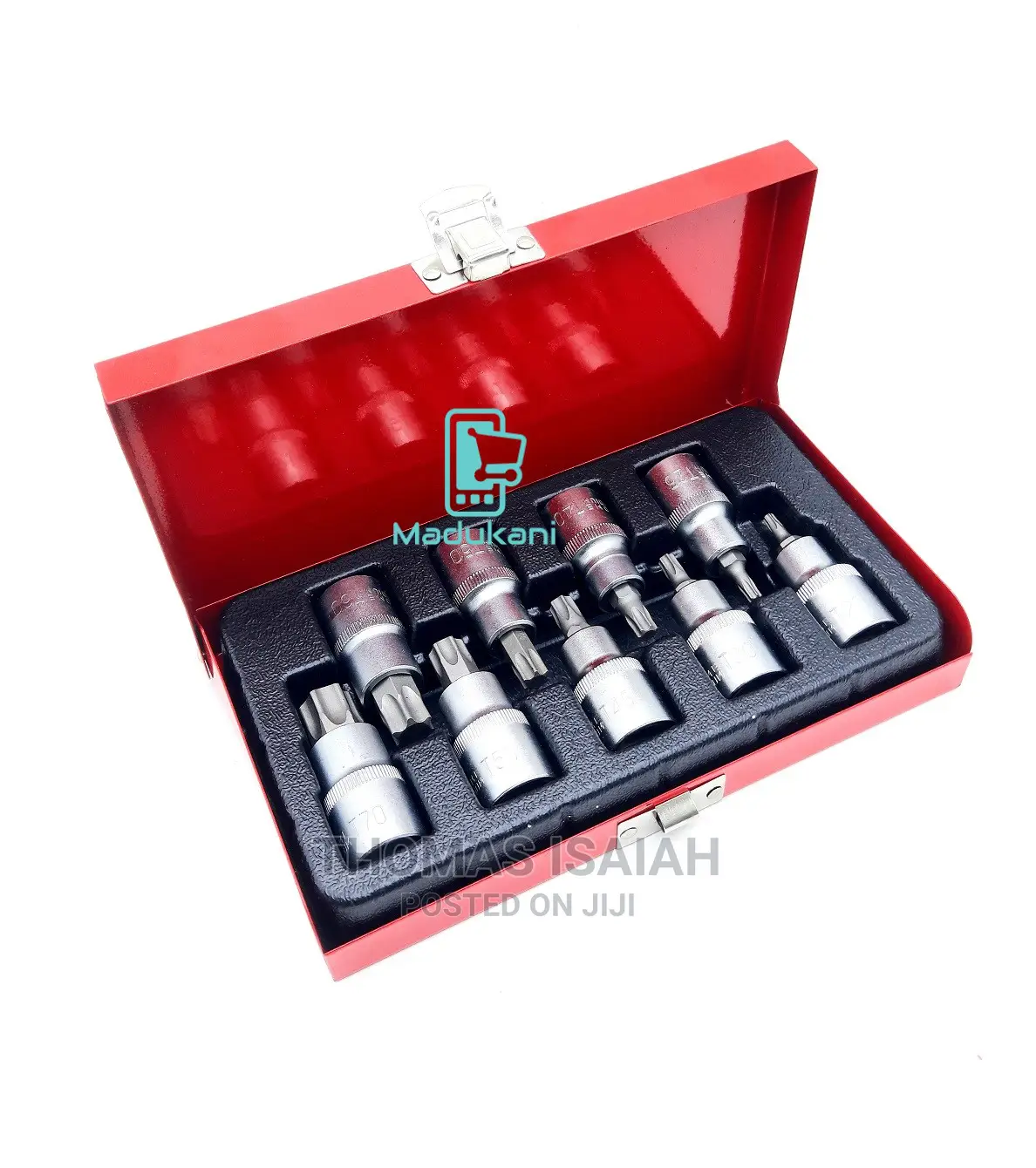 9pcs Half Inch 1/2" Torx Bit Set in Metallic Case