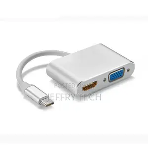 9cm USB Type C to HDMI and VGA Adapter Cable - Black