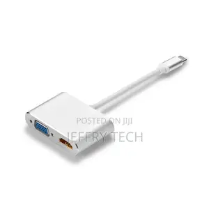 9cm USB Type C to HDMI and VGA Adapter Cable - Black
